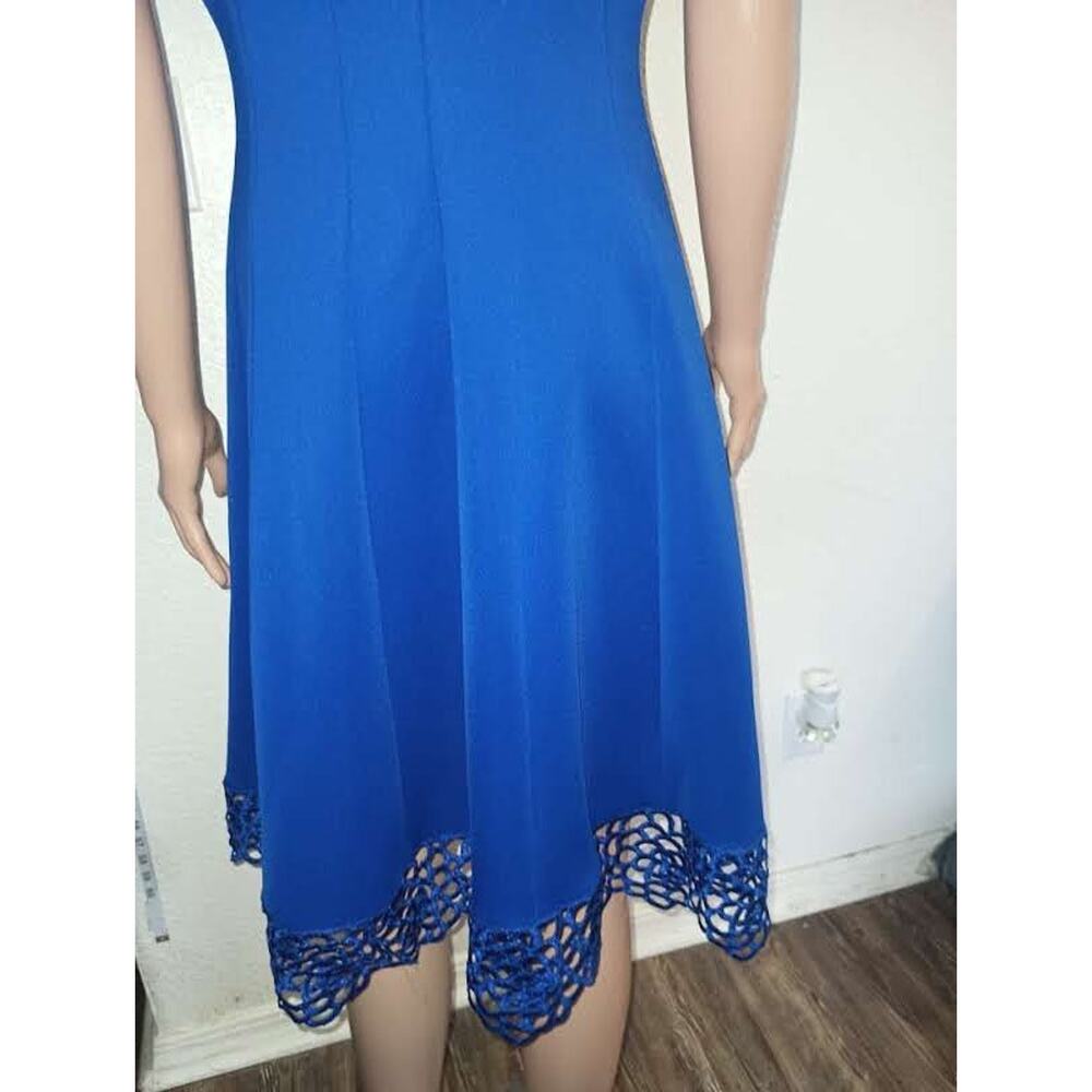 Donna Ricco Royal Blue Sleeveless Dress Size 10 W011 - Picture 9 of 10